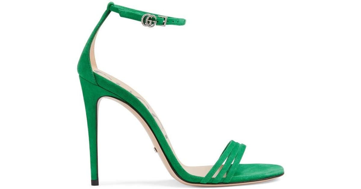 Gucci Green Suede Isle Heeled Sandals | Lyst