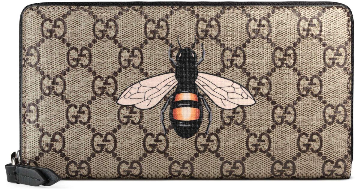 gucci bee zip around wallet