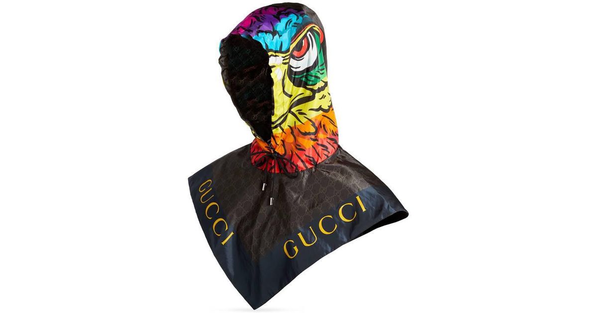 Gucci Synthetic Nylon Hood With Eagle Print Black for Men - Lyst