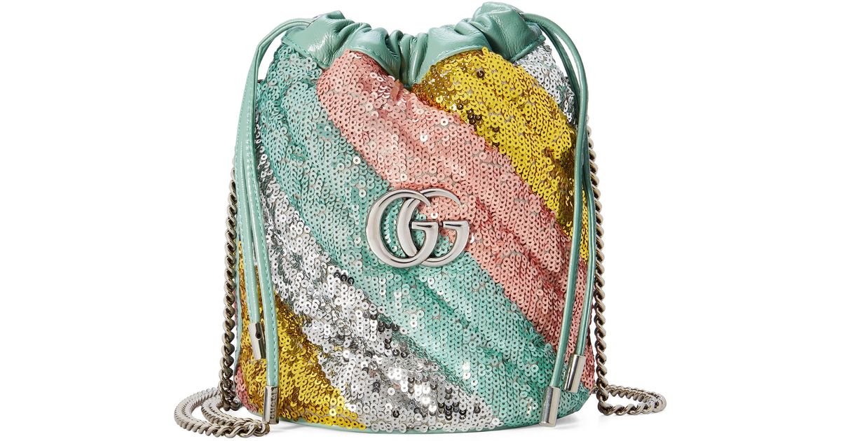 gg marmont mini sequin bucket bag