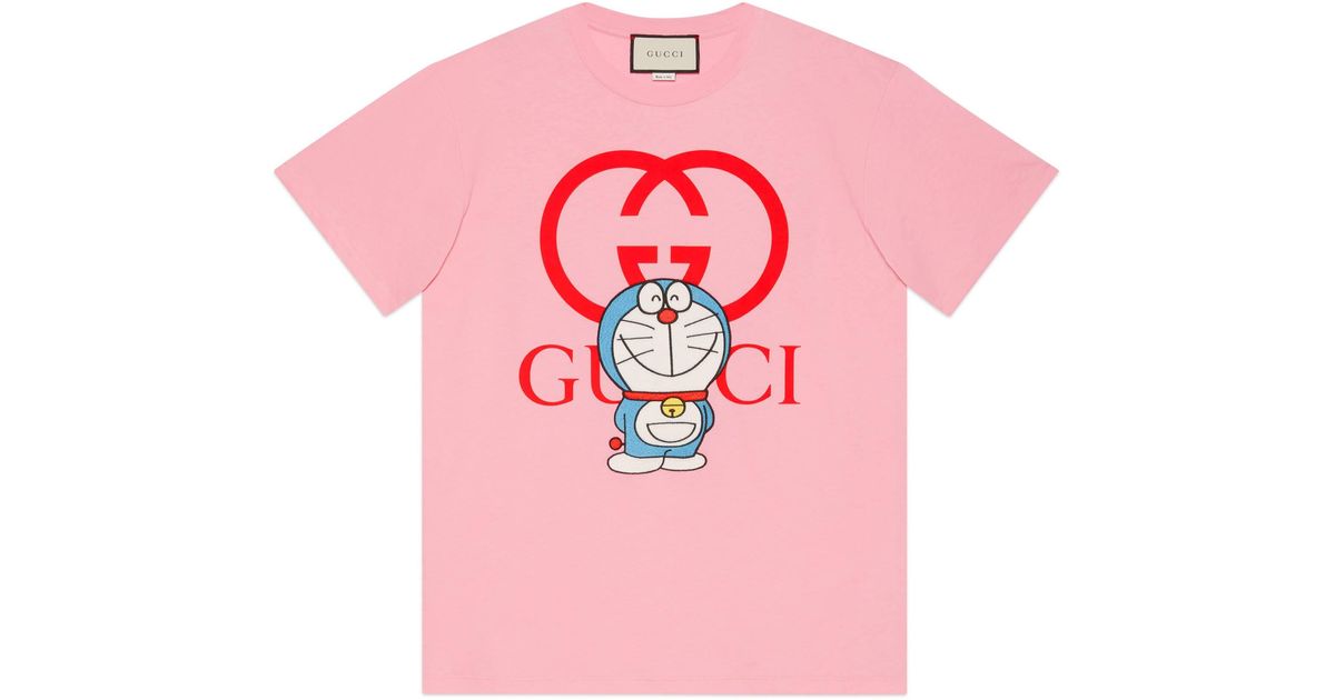 Gucci Doraemon X Cotton T-shirt in Pink 
