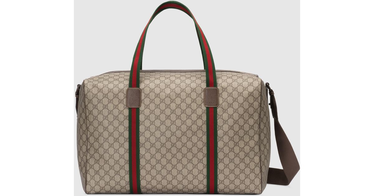 Gucci Maxi Duffle Bag With Web in Brown for Men | Lyst