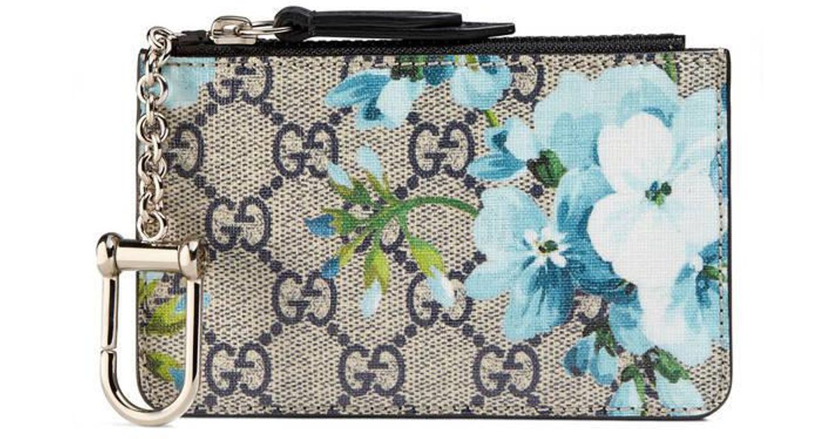 Gucci Canvas Gg Blooms Key Case in Blue 