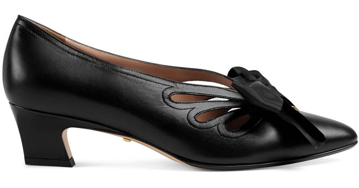 gucci leather pump with bow