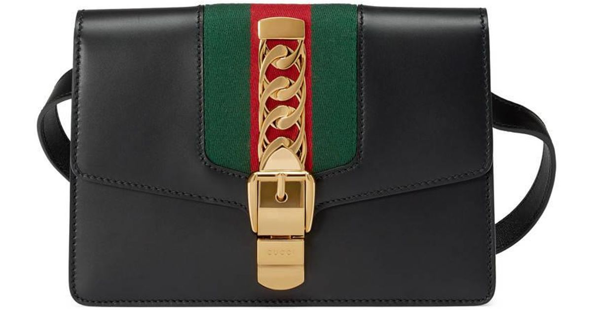 Gucci Sylvie Leather Belt Bag in Black - Lyst
