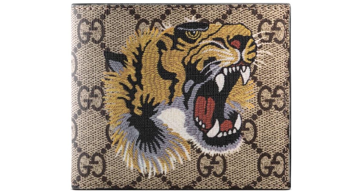 Gucci Canvas Tiger Print GG Supreme Wallet for Men - Save 14% - Lyst