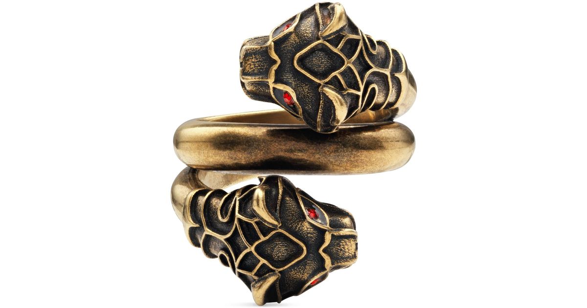 Gucci Tiger Head Ring in Metallic for Men | Lyst