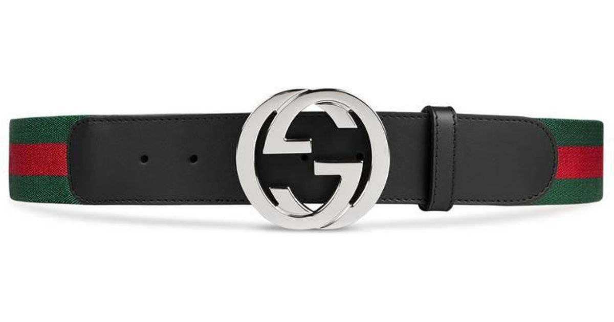 Lyst - Gucci Web Belt With G Buckle in Green for Men