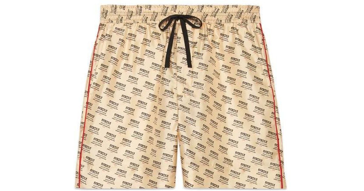 Gucci Stamp Silk Shorts in Natural for 