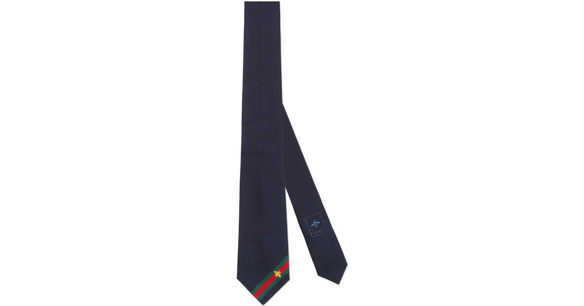 Gucci Silk Tie With Bee Web in Blue for Men - Save 33% | Lyst ...