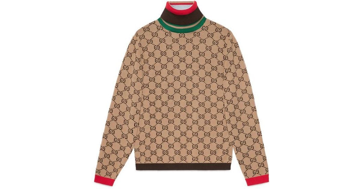 Gucci Gg Jacquard Wool Turtleneck for Men - Lyst