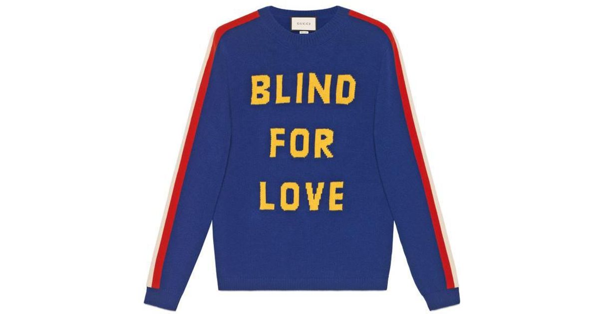 Maglione in lana con tigre e "Blind for Love"Gucci in Lana da Uomo colore  Blu - Lyst