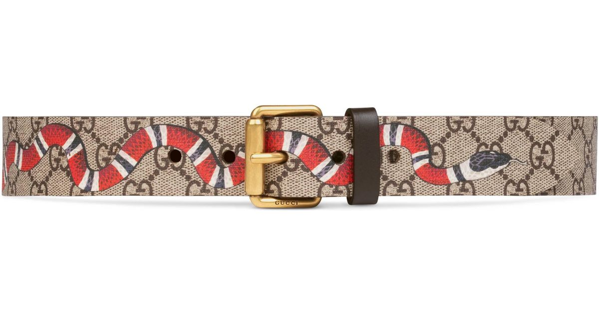 Gucci Canvas GG Supreme Belt With Kingsnake Print in Beige (Natural) for  Men - Save 16% - Lyst