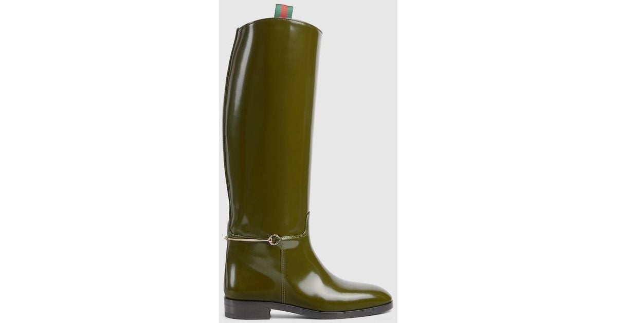 Gucci Boot With Slim Horsebit, Leather in Green Lyst