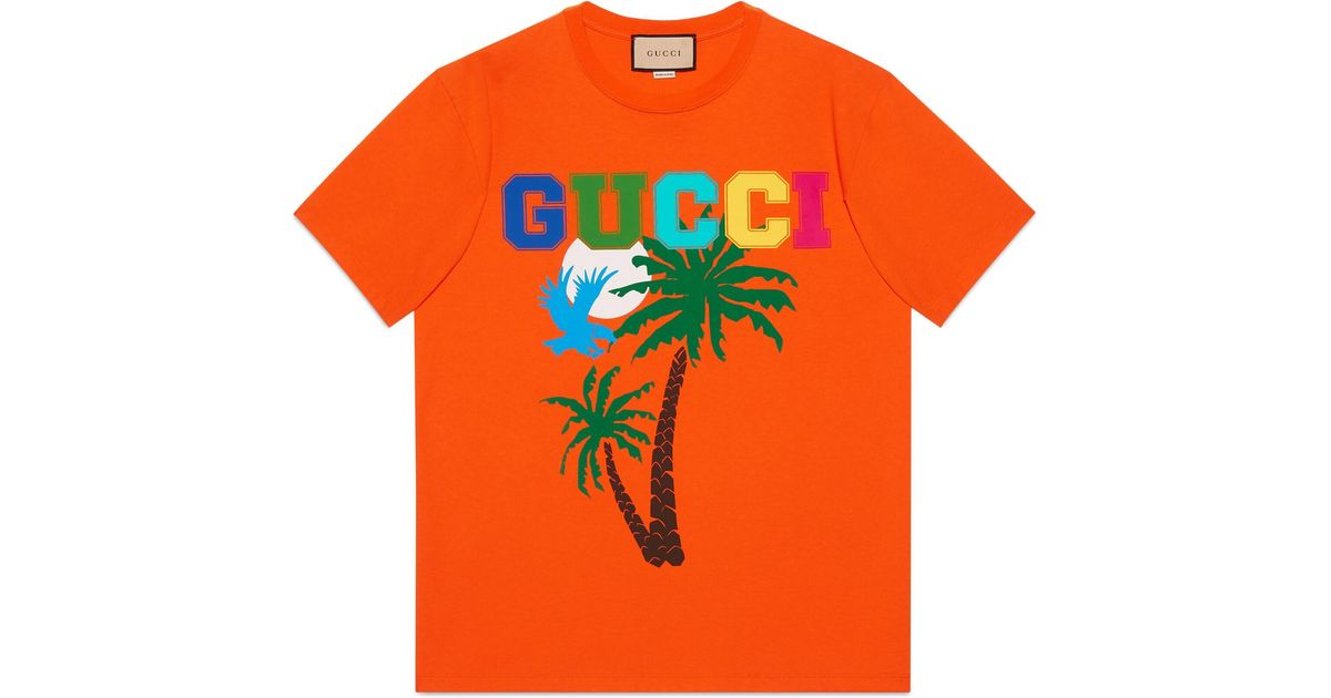 Gucci Jersey With Palms in Orange for Men | Lyst