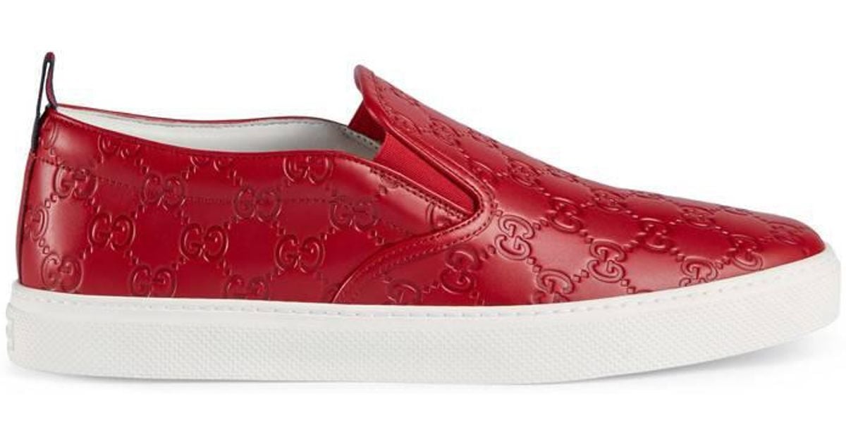 Gucci Signature Slip-on Sneaker in Red | Lyst