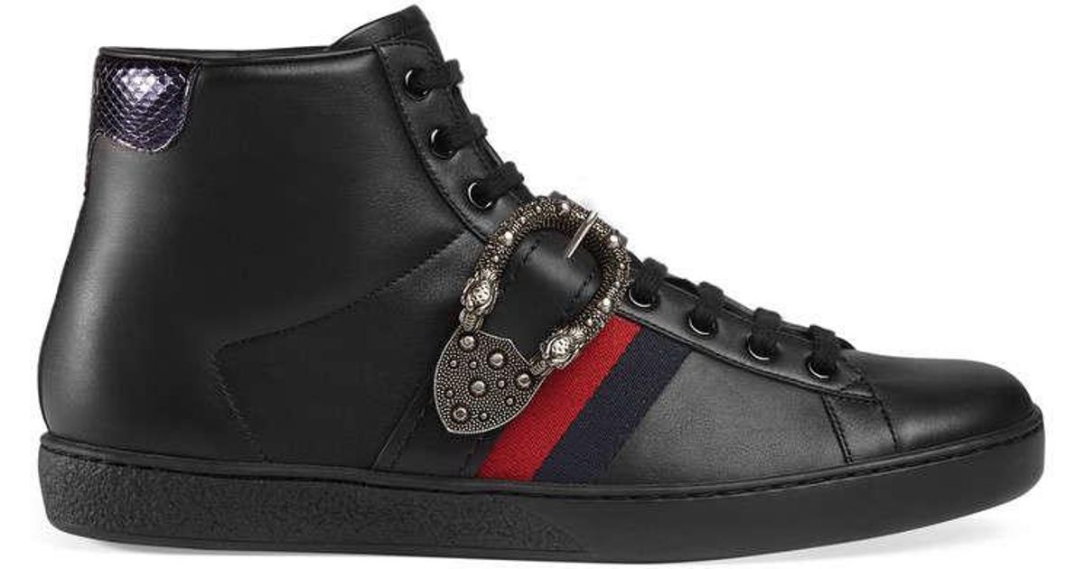 Gucci Leather Ace High-top Sneaker With 