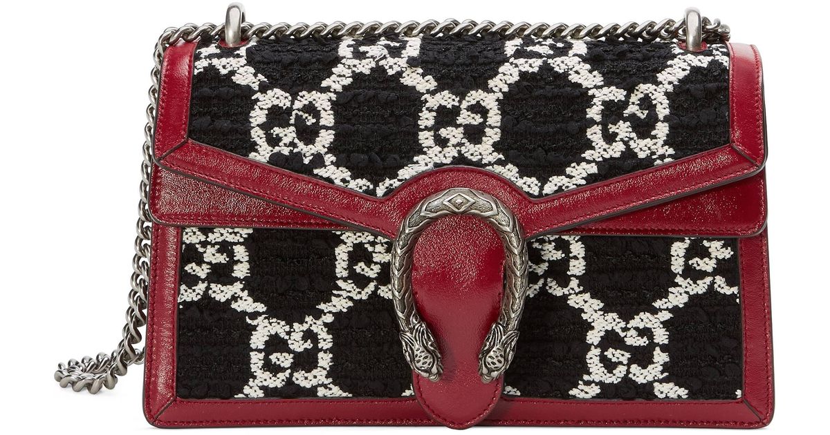 Gucci Dionysus GG Tweed Small Shoulder Bag in Black Lyst