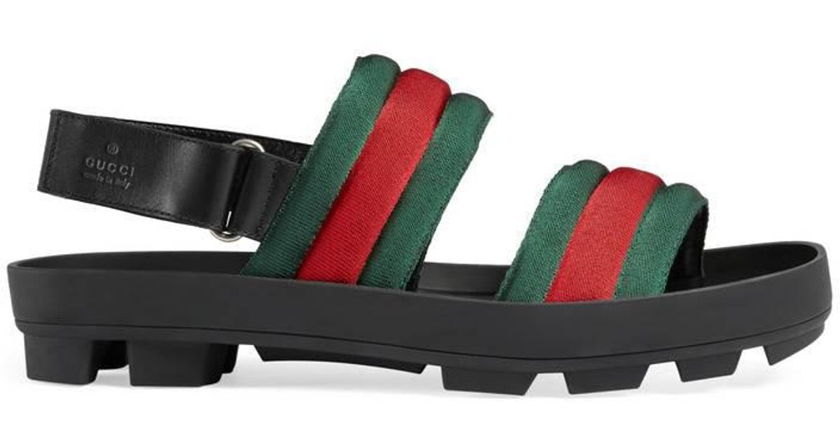 gucci leather and web sandal