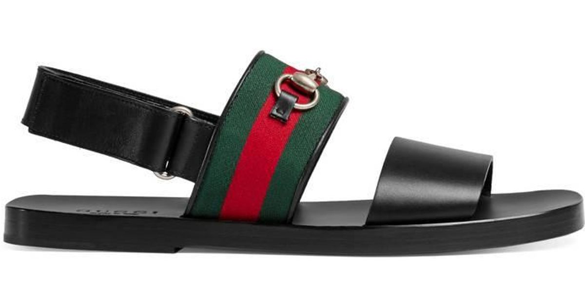 leather and web sandal gucci