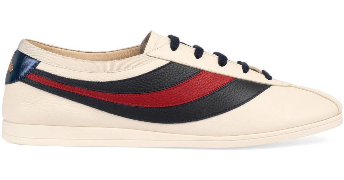 Gucci Leather Falacer Sneaker With Web 