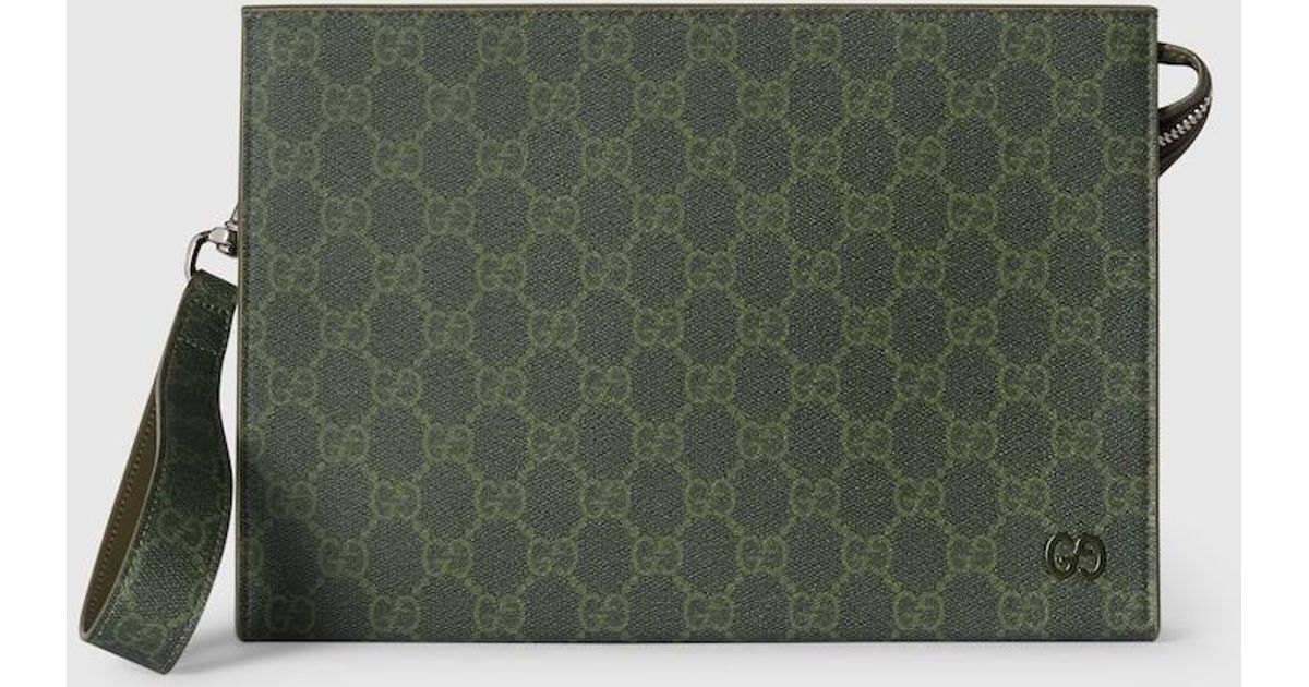 Gucci Gg Monogram Small Pouch, Original Gg Fabric in Green for Men 