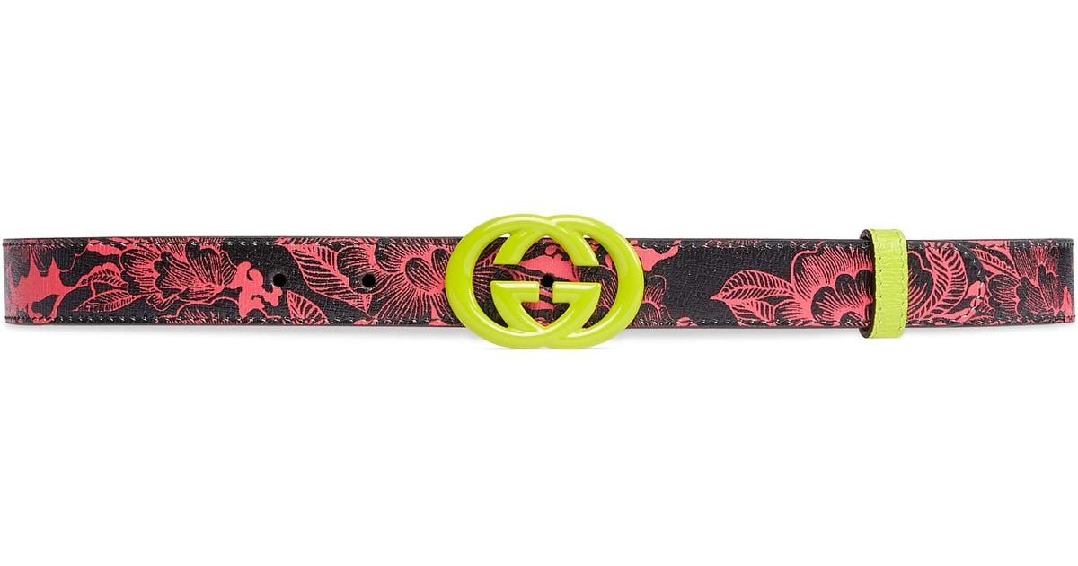 Gucci Leather Floral Belt With Interlocking G in Black for Men Lyst UK