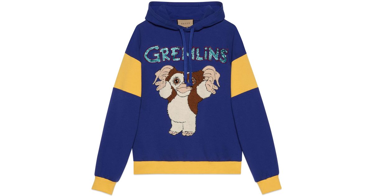 Gucci Gremlins Felted Cotton Jersey Sweatshirt in Blue for