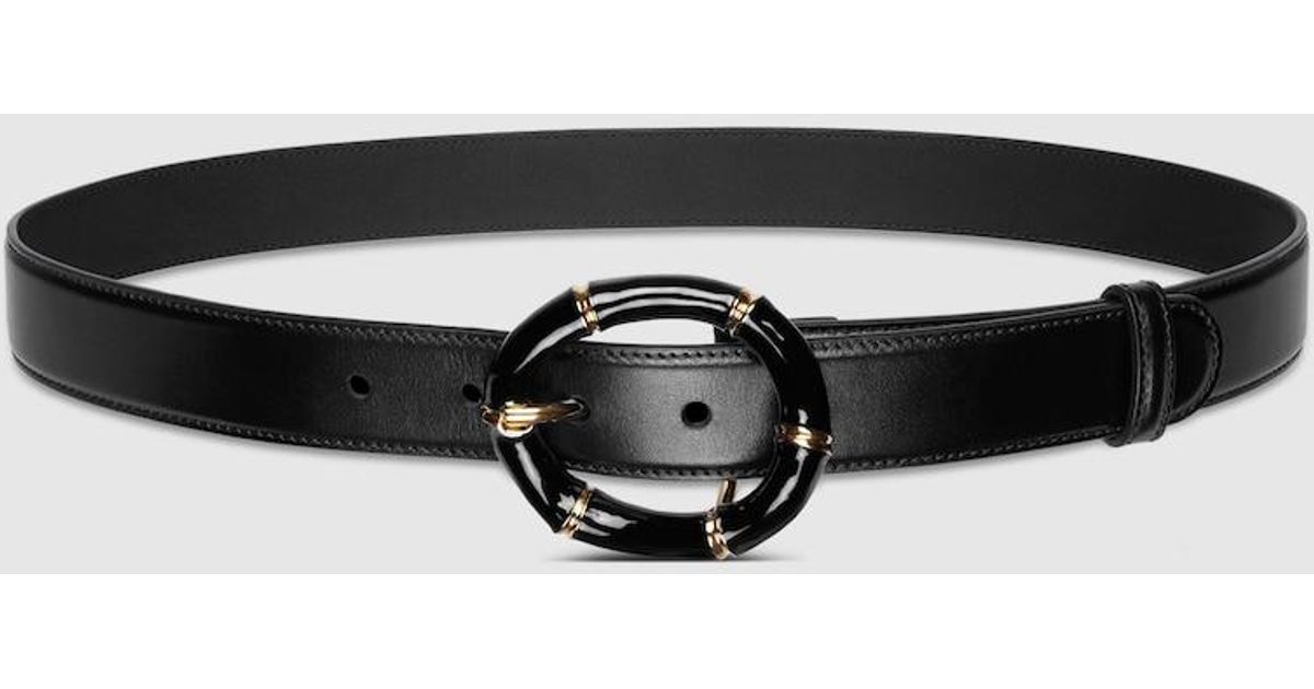 Gucci Thin Leather Belt with Bamboo Buckle Black Silver Size 80/32 Gucci Bamboo Leather Belt - Black | Editorialist main image 2