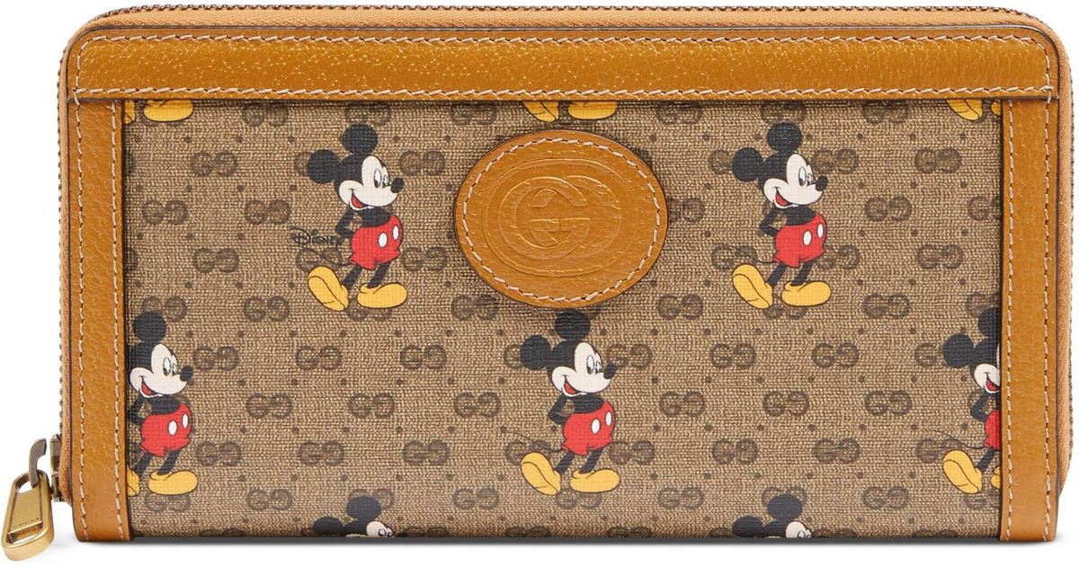 Gucci Disney X Zip Around Wallet in Natural | Lyst