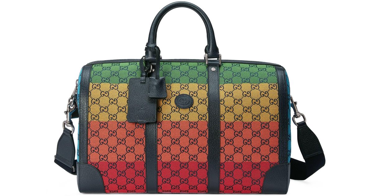 Gucci Large Duffle Bag with Web Green in Crystal Canvas - US