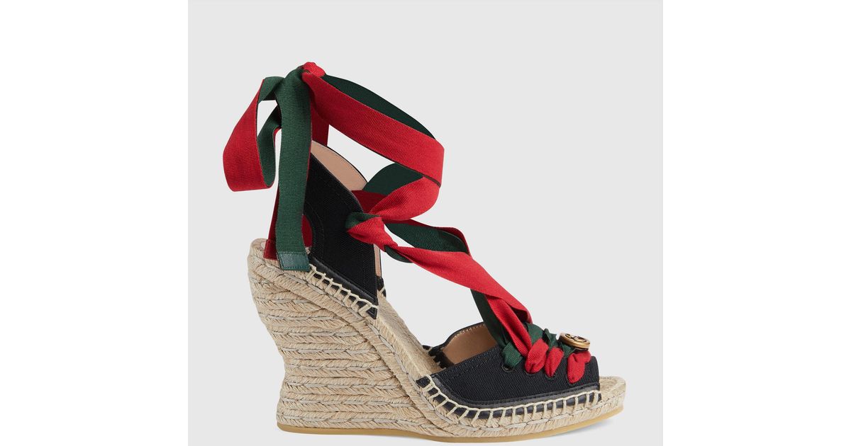 Gucci Espadrille Sandal in Red | Lyst
