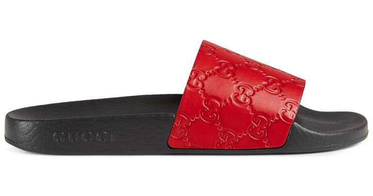 gucci signature slide sandal red