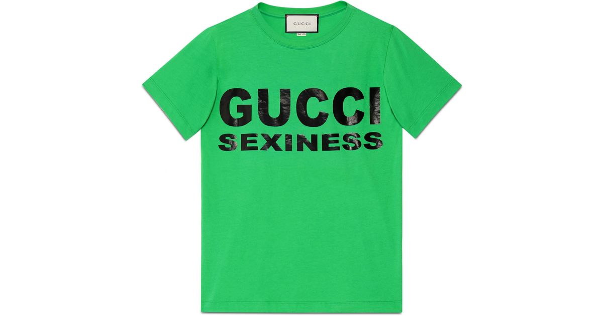 Gucci Leather Sexiness Print T-shirt in Green - Save 29% - Lyst