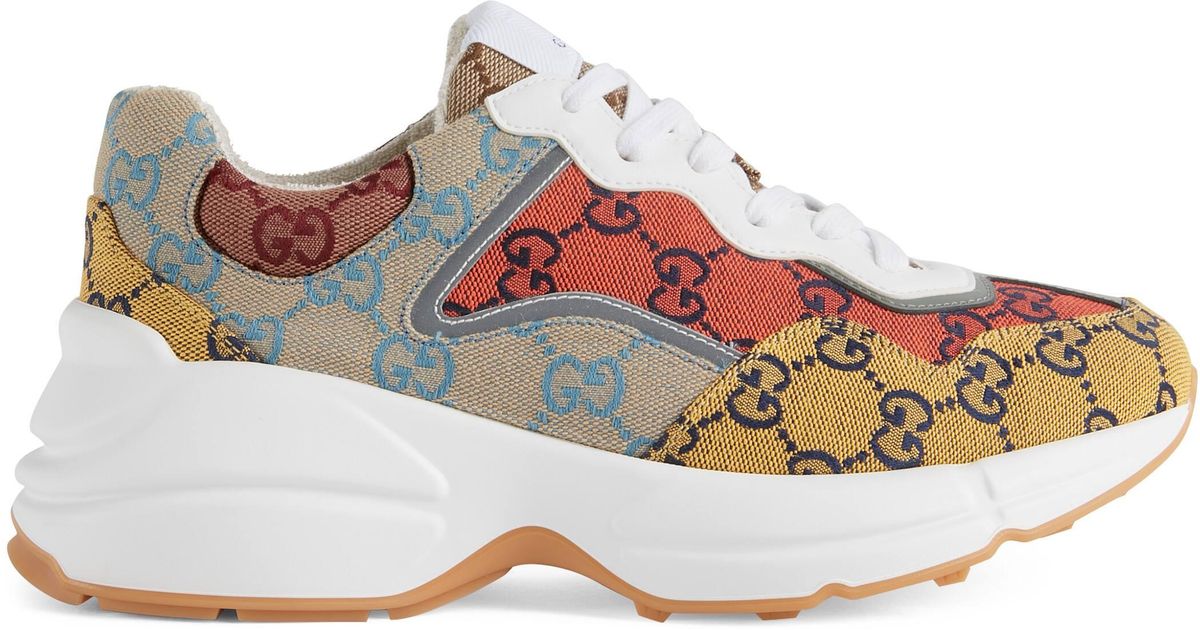 Gucci Canvas Rhyton GG Multicolor Sneaker in Yellow - Save 2% - Lyst