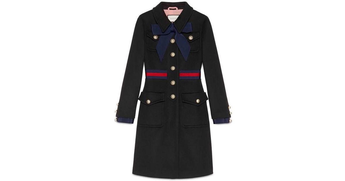 gucci wool coat with web