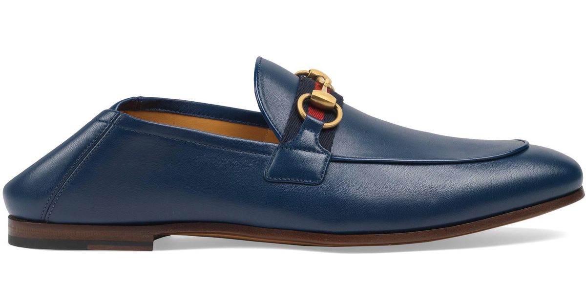 men's leather horsebit loafer with web