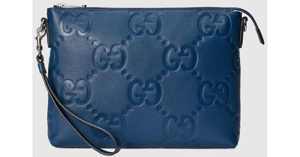 Gucci Jumbo Gg Medium Messenger Bag, , Gg Leather in Blue