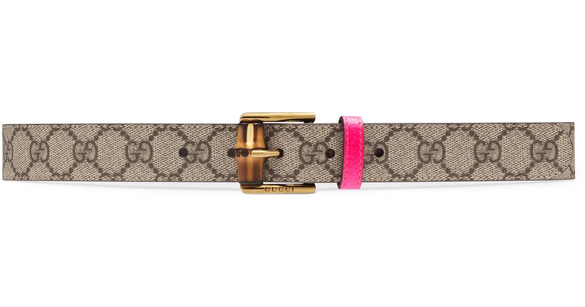 GUCCI★素敵！Fuchsia Leather Skinny Belt w/Bamboo Buckle Gucci Skinny Leather Bamboo Buckle Belt Size 80 Color