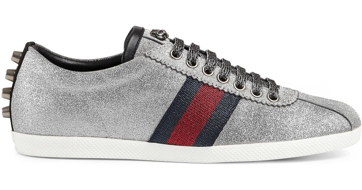 Gucci Sneaker mit Glitzer, Nieten und Webdetail in Mettallic | Lyst DE