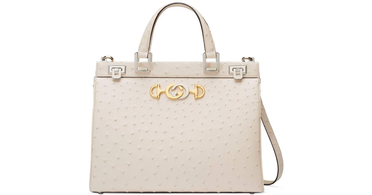 Gucci Zumi Ostrich Medium Top Handle Bag | Lyst