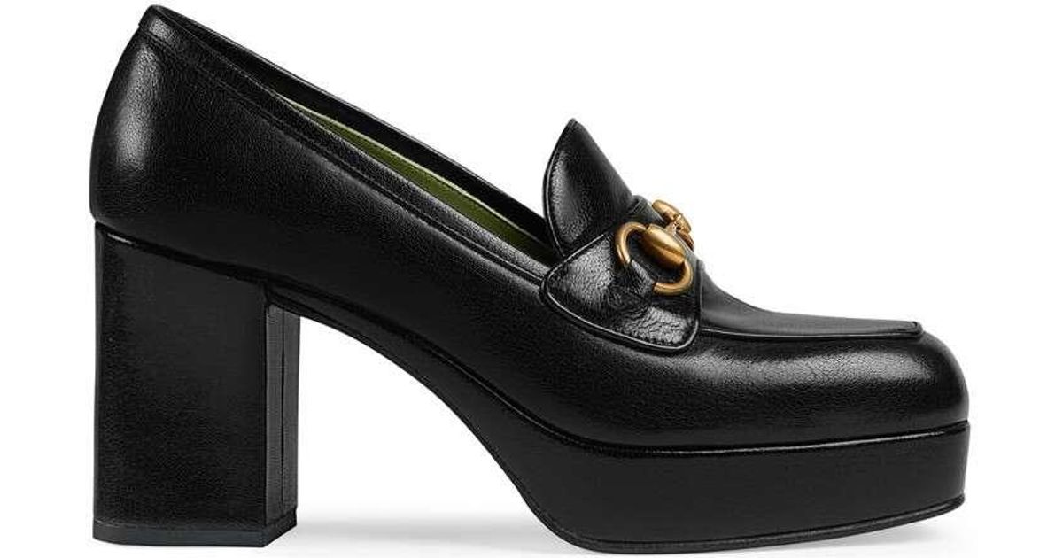 leather platform loafer with horsebit