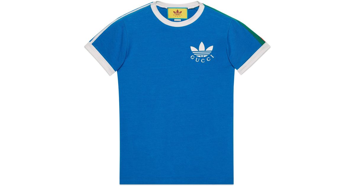 Gucci Cotton Adidas X Trefoil Print T-shirt in Blue for Men | Lyst Canada