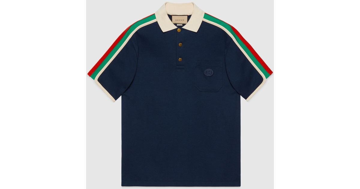 Gucci Mens Ivory MC logo-embroidered Striped Cotton-knit Polo Shirt M