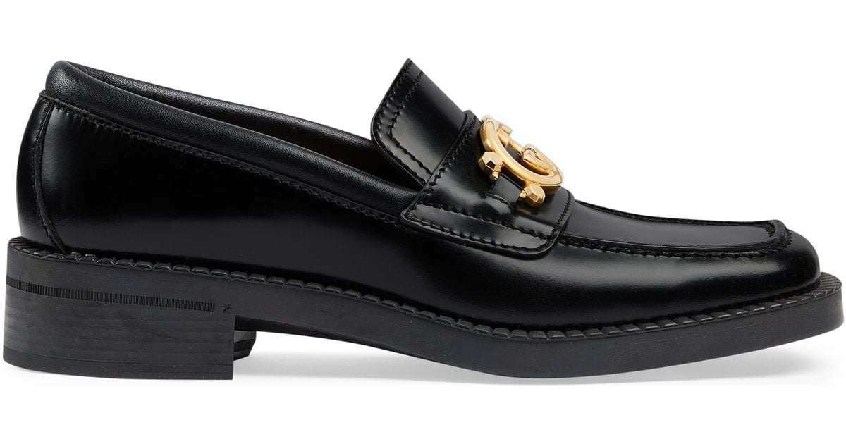 Gucci Leather Loafer With Interlocking G in Black Lyst