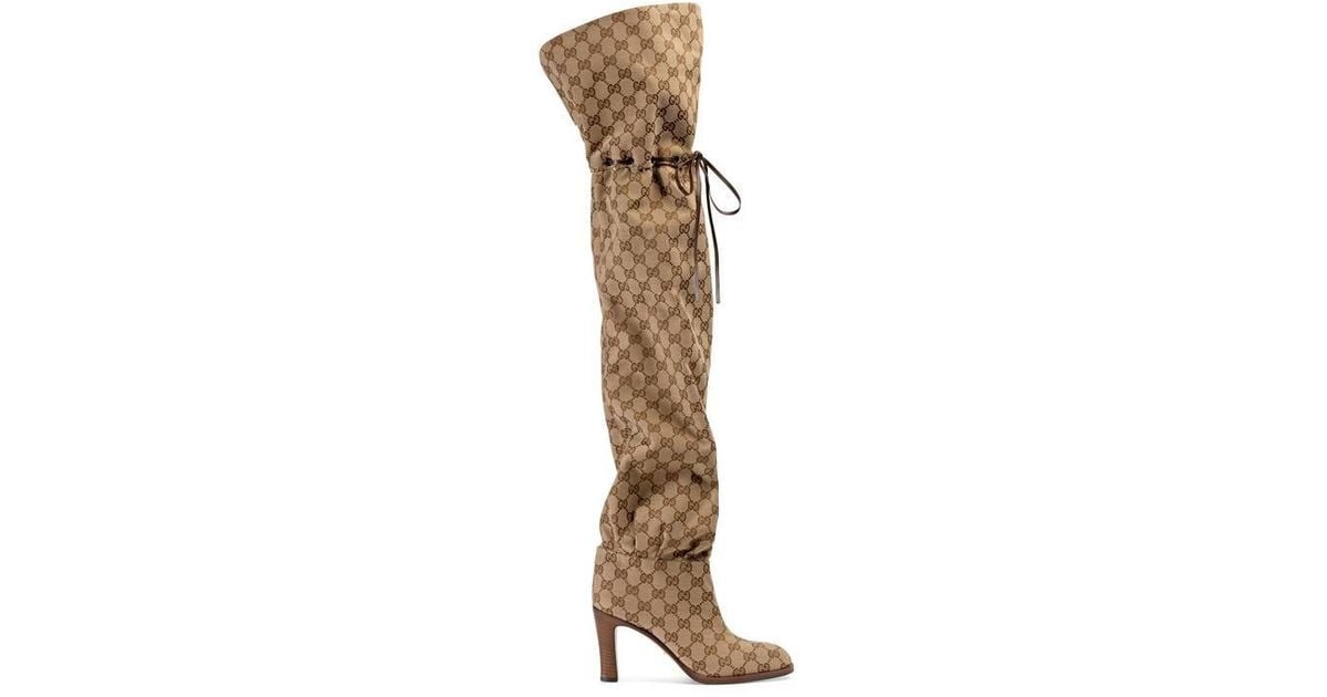 Gucci Original GG 85mm Canvas Over the knee Boots Lyst