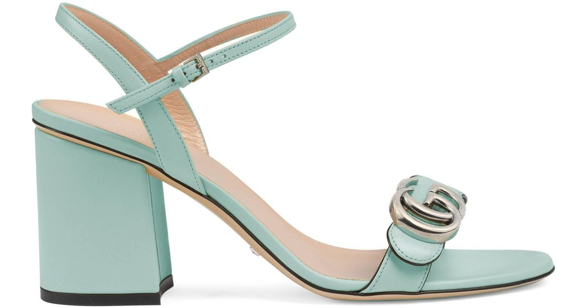 Gucci Leather Midheel Sandal With Double G in Green Lyst