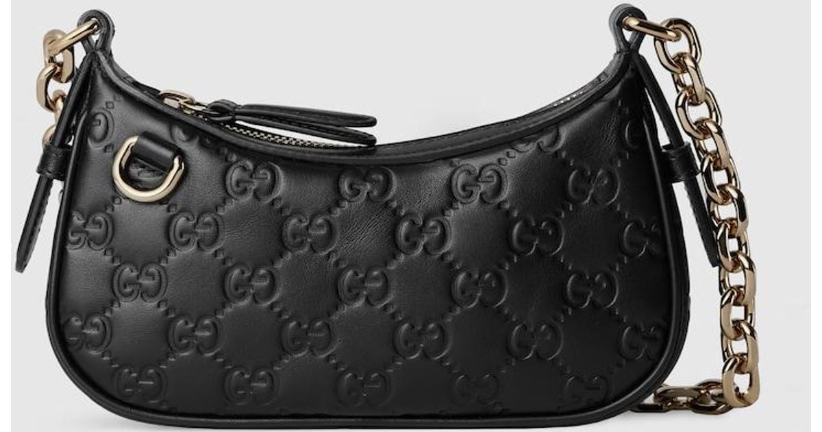 Gucci Gg Emblem Mini Shoulder Bag, Leather in Black | Lyst