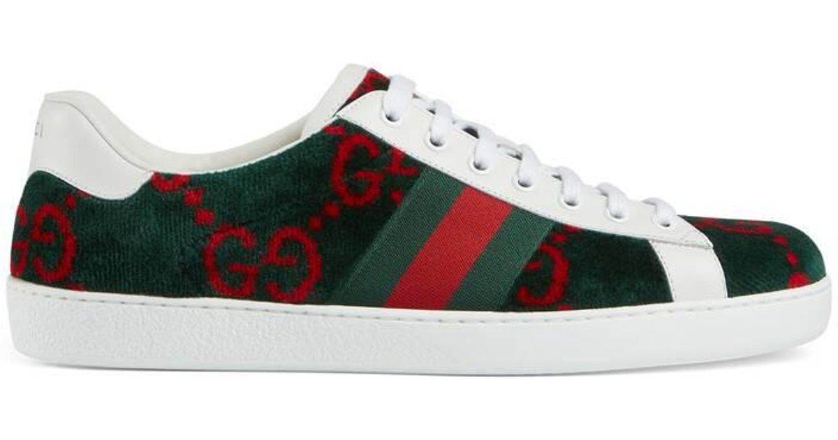 Gucci Leather Ace GG Terry Cloth 