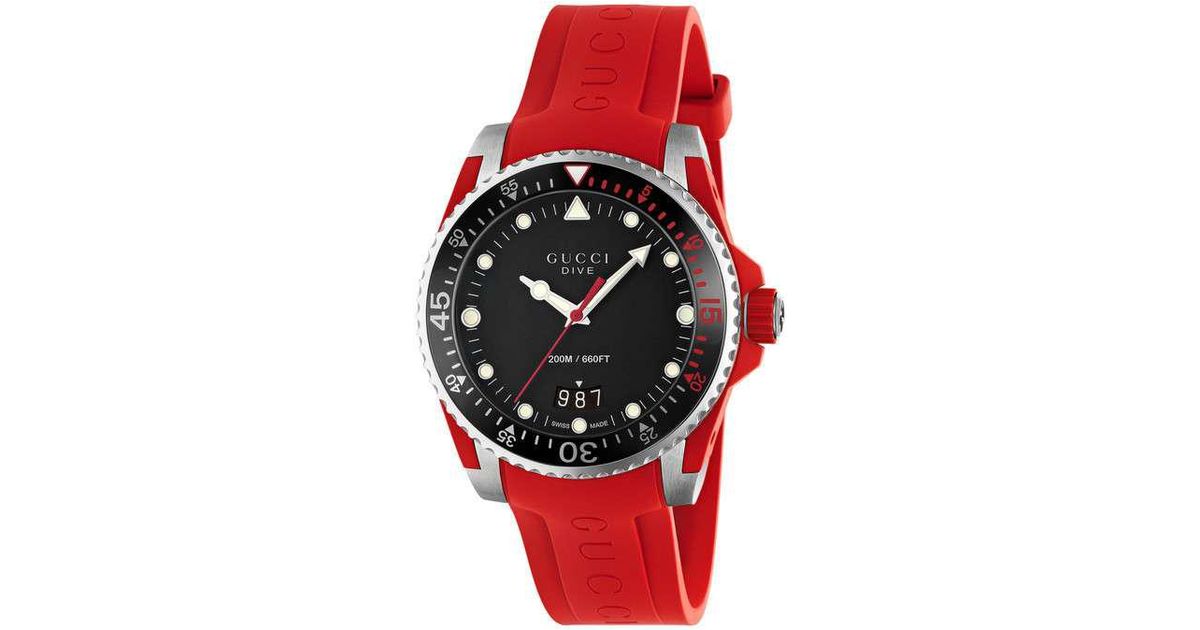 Gucci Rubber Dive Watch, 40mm in Red 